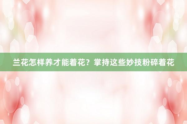 兰花怎样养才能着花？掌持这些妙技粉碎着花