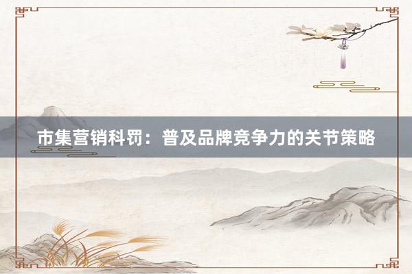 市集营销科罚：普及品牌竞争力的关节策略